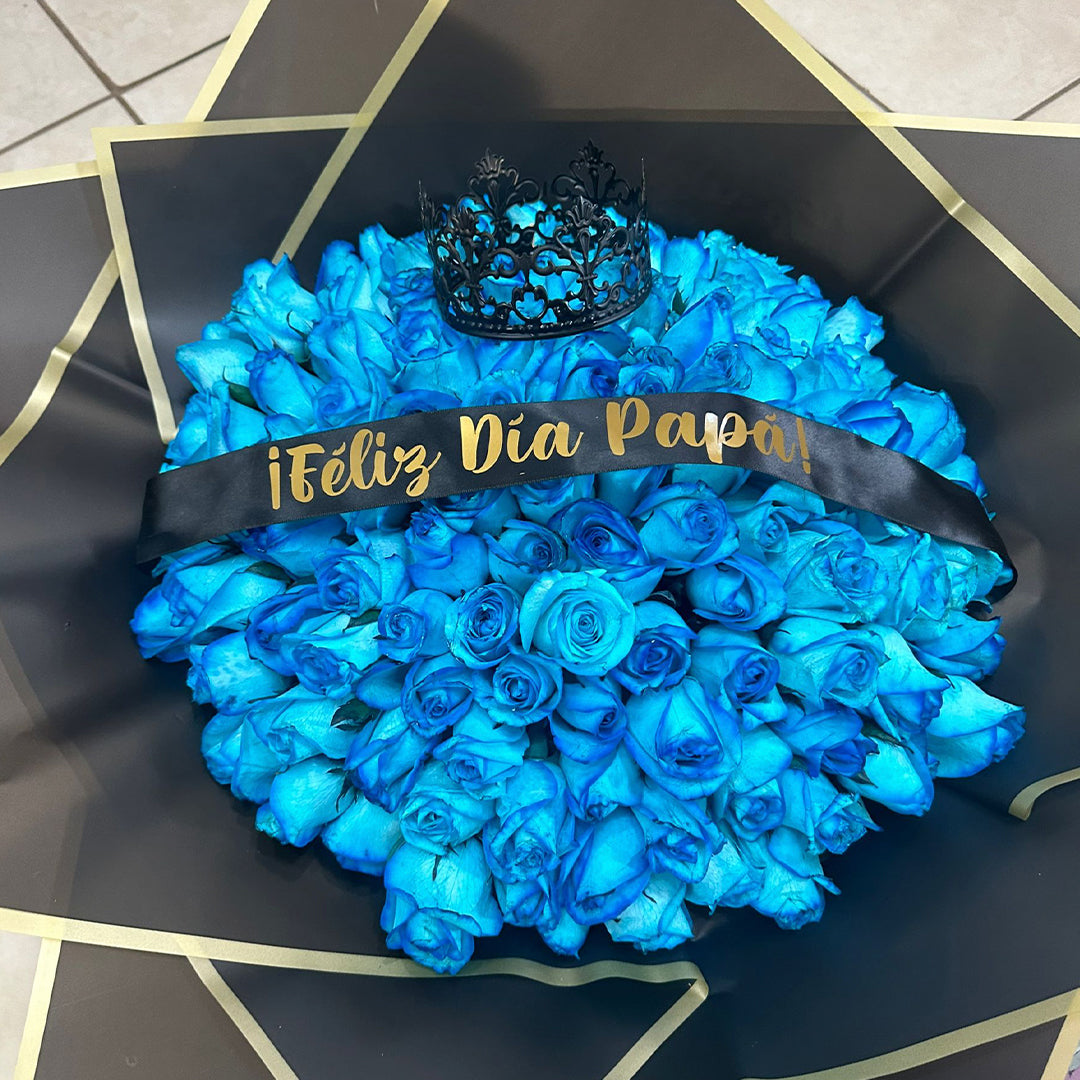 Ramo de 100 Rosas Azules "Feliz Día Papá"