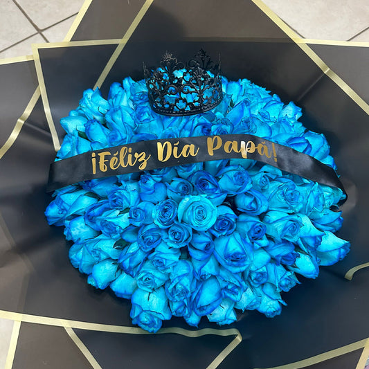 Ramo de 100 Rosas Azules "Feliz Día Papá"