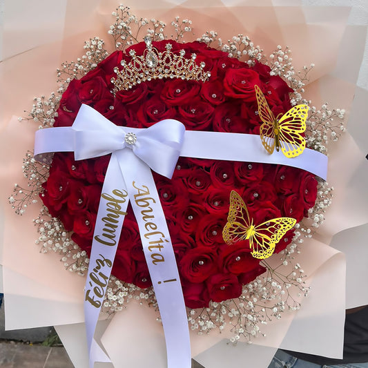 Ramo de 100 Rosas con listón personalizado