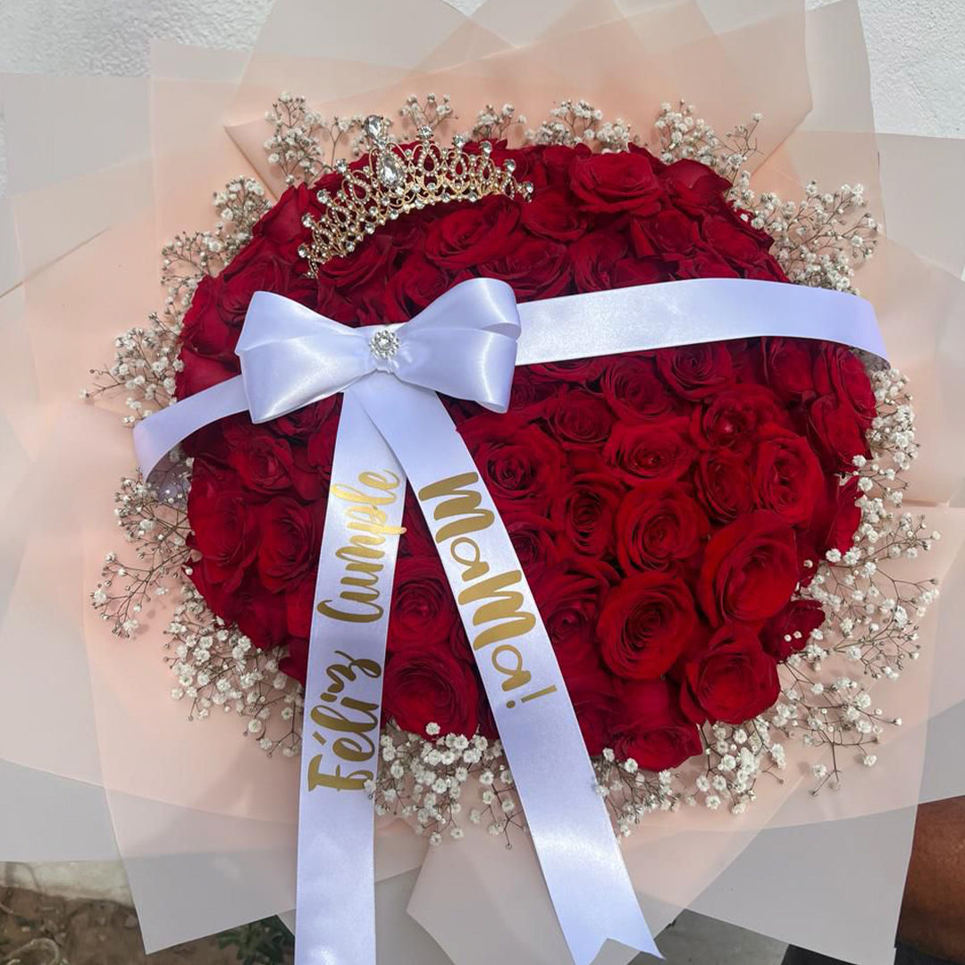 Ramo de 100 Rosas con listón personalizado