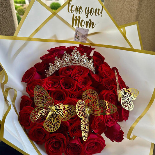 Love U Mom: Ramo con Mariposas y Corona