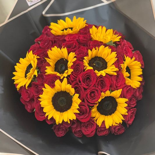 Ramo de Girasoles y Rosas Rojas