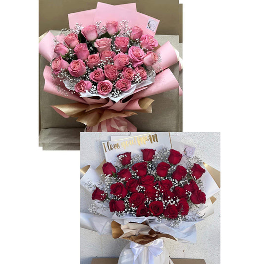 Ramo de 24 Rosas con Baby’s Breath