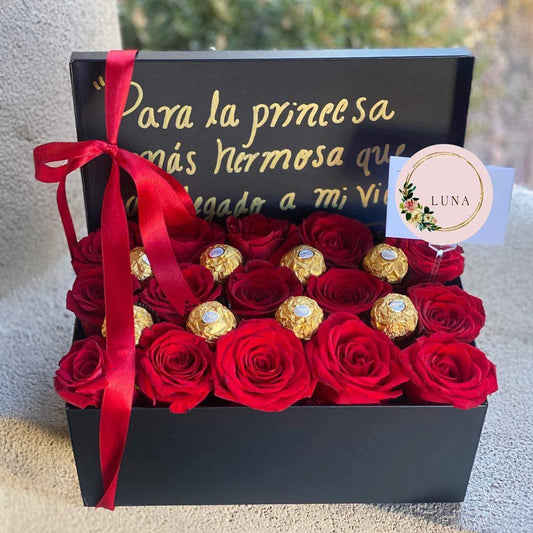 Caja de Rosas y Chocolates